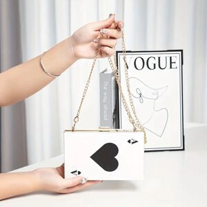 Ace of Spades Playing Card Vegas Clutch Purse -Handbag w/ Gold Chain Strap